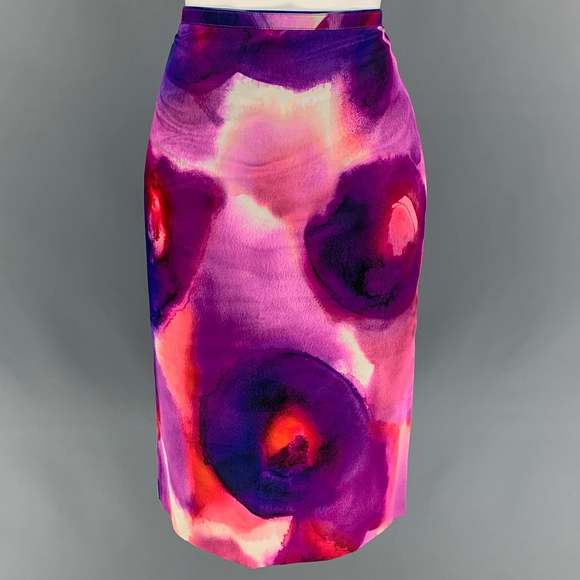BURBERRY PRORSUM Spring 2015 Multi-Color Silk Cotton Abstract Skirt - Picture 1 of 7